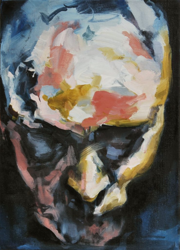 D-Tête penchée 2- 2019-Tempera et huile sur toile-22 x 16 cm